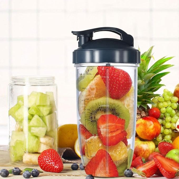 Upgrade Blender Cups Fit for Nutribullet 600w/900w, Replacement Parts 32oz Cups with Flip-Top To-Go-Lids, Blender Accessories (2 Pack)