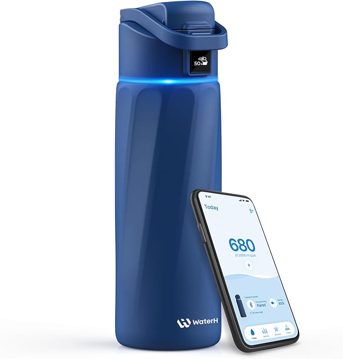 Boost Smart Water Bottle that Reminds You to Drink, 24oz BPA-Free Stainless Steel Vacuum Insulated Bottle, Wide Mouth Water Tracker Bottle with APP, Ideal Gift for Christmas, Thanksgiving Day