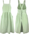 Uaussi Cotton Linen Apron Cross Back Work Apron for Women with Pockets Pinafore Dress X Cross Halter Apron for Chef Gardening
