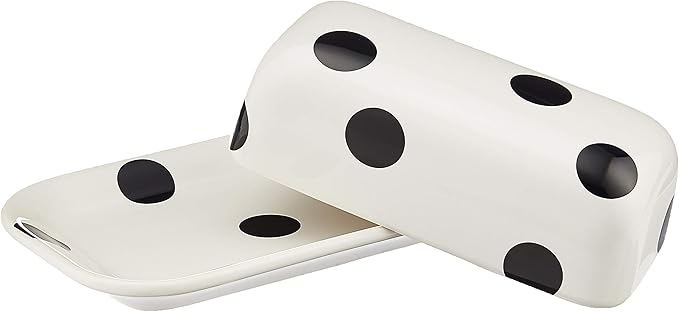 Kate Spade New York Deco Dot Covered Butter Dish, 1.65 LB, White