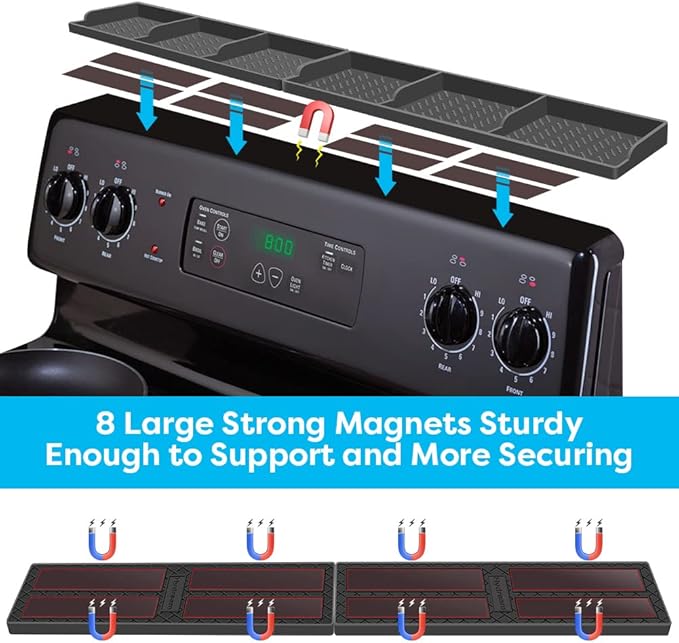 Stove Top for Silicone Shelf,30 Inch Magnetic Shelf Over the Stove Spice Rack,Kitchen Shelf for Above Stovetop Organizer Magnet Flat Back of Stove-Dark Grey