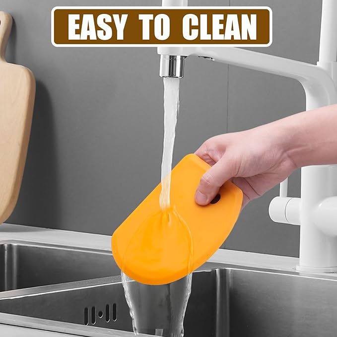 Sapid Flexible Curved Edge Silicone Bowl Scraper(5.98"×4.3"), Food Grade Dough Scraper for Baking Sourdough Bread, Cake, Bench Scrapers, Multipurpose Kitchen Dish Scrapers, Easy to Clean (1, Orange)