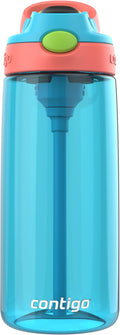 Contigo Kids Cleanable AutoSpout Water Bottle with Pop up-Straw, BPA-Free Plastic, 20oz, Blue Raspberry & Coral