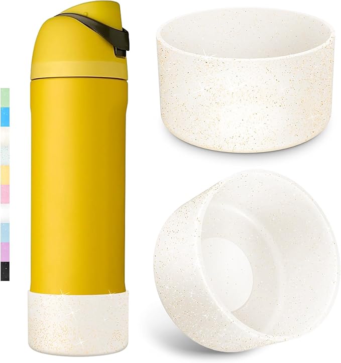 2PCS Glitter Silicone Boot for Owala Water Bottle, Anti-Slip Protective Sleeve for Owala Twist,FreeSip and Flip Stainless Steel Water Bottle, BPA-Free, Dishwasher Safe, Accessories