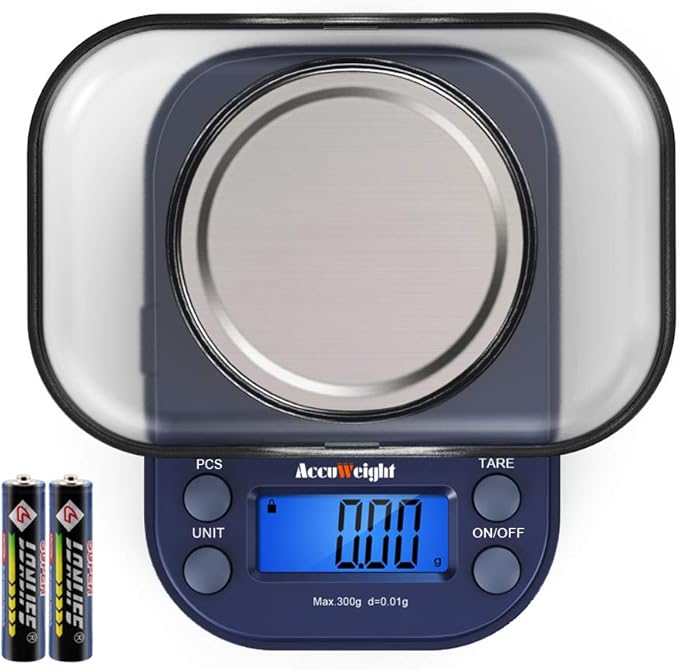AccuWeight Digital Gram Scale with 300g/0.01g Small Pocket Coffee Scale with High Accuracy, Jewelry Scale with Tare and Calibration for Kitchen Food Scale