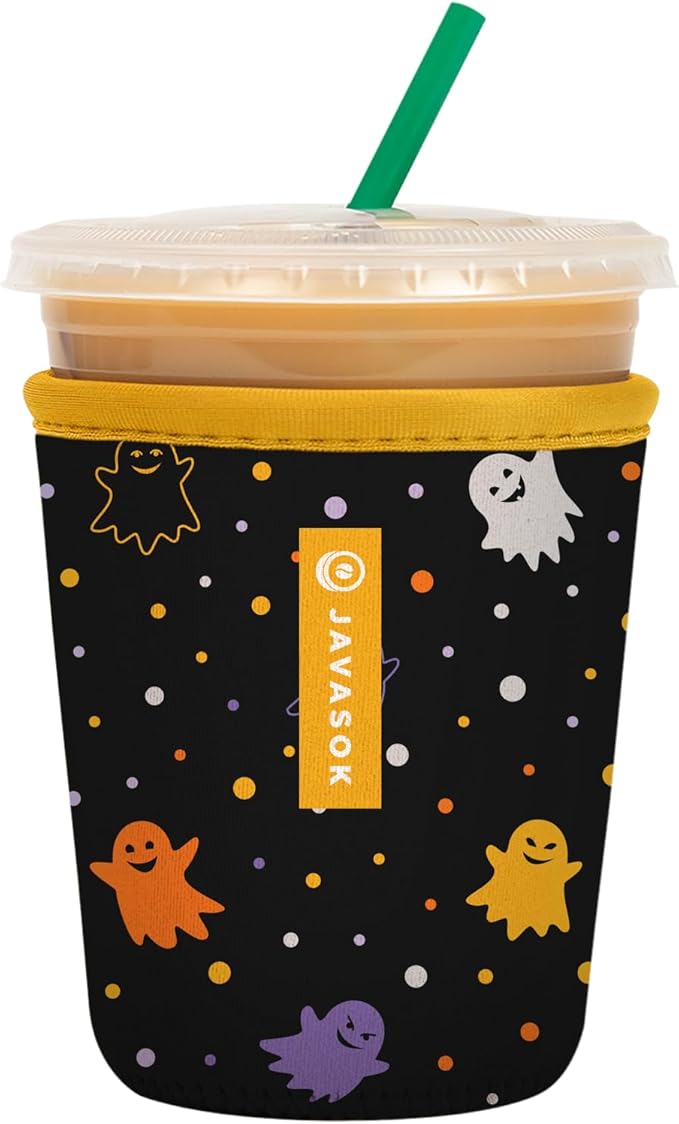 Sok It JavaSok Iced Coffee & Cold Soda Insulated Neoprene Cup Sleeve (Ghost Party, Small: 16-20oz)