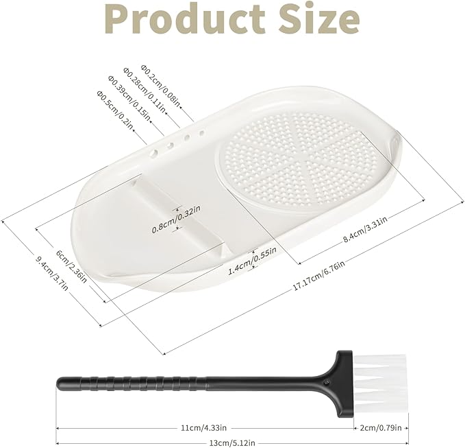 WhiteRhino 4 in 1 Ceramic Garlic Grater with Egg Cracker,Spoon Rest and Herb Stripper, Ginger Grater Plate for Grinding Wasabi Fruits Vegetables Ginger Garlic Cheese(6.76inx3.7in)