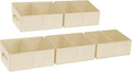 DIMJ Closet Storage Bins, 5 Pack Storage Baskets for Shelves, Foldable Closet Organizer with Handle, Linen Closet Organizers and Storage for Clothes, Toys, Towel, Books (Beige)