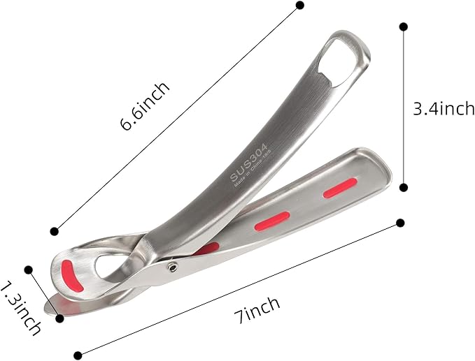 Mu&Ti Hot plate gripper For Instant Pot accessories, For Microwave, Oven,Toaster (Safe for Air Fryer Pans Gripper,Bowls, Egg Custard, Hot Plates) Stainless Steel Heat-Resistant Kitchen Gripper (Red)