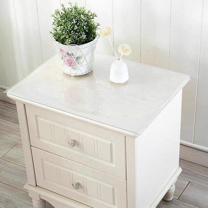NECAUX 13 x 16 Inch 1.5mm Thick Clear Table Protector, Rectangular Durable Oil Proof Water Resistant Crystal Soft Plastic Tabletop Cover Protector Placemat Pad for Night Stand Side End Table