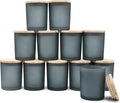 Thick Candle Jars for Making Candles 12 Pcs, 7 OZ Empty Jars with Wood Lids for Candle Making, Sample Container, Frosted Grey