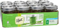 Ball Wide Mouth Pint 16-Ounce Glass Mason Jar with Lids and Bands, 12-Count