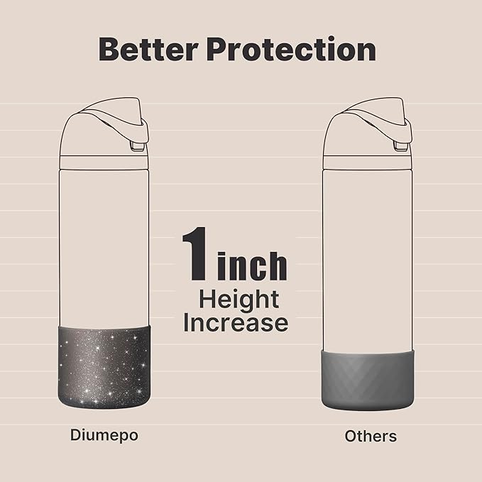 Silicone Boot for Owala 24 oz Water Bottles, Anti-Slip Protective Sleeve Bottom Protector for Owala Twist & FreeSip & Flip Stainless Steel Water Bottle (Glitter Black)