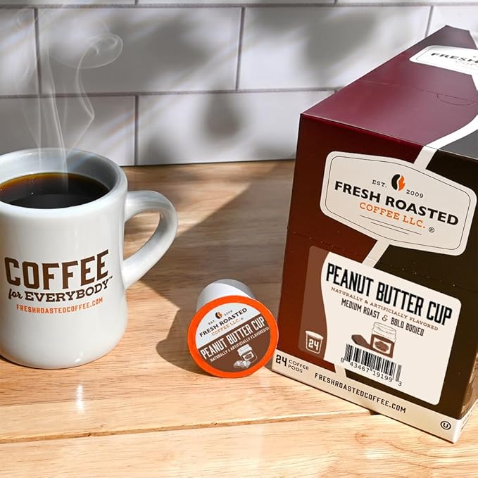 Fresh Roasted Coffee, Peanut Butter Cup, Flavored Coffee Pods, K-Cup Compatible, 24 Count