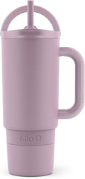 Ello Port 30oz Tumbler with Carry Loop & Integrated Handle | Vacuum Insulated Stainless Steel Reusable Water Bottle Travel Mug | Leak Proof Lid | Flexible Straw | BPA-Free | Dishwasher Safe | Mauve