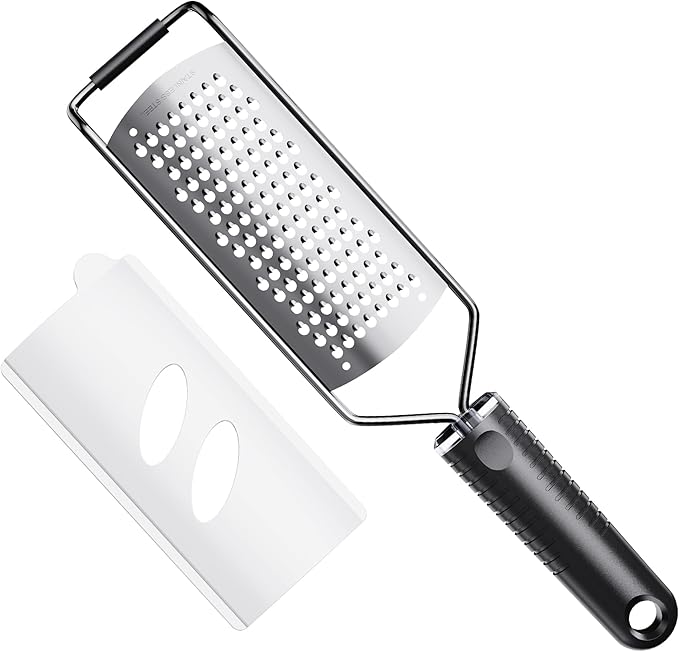 Coarse Grater for Cheese & Vegetables - Non-Slip Grip | Dishwasher Safe Stainless Steel (Black)
