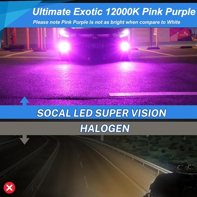 SOCAL-LED LIGHTING D2R 35W Xenon HID Headlight Bulbs - 12000K Pink Purple - 85126UB 66250 85126WX OEM High Low Beam Direct Replacement - Pack of 2