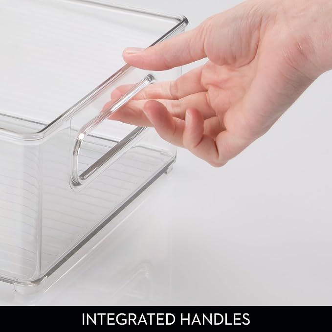 iDesign Stackable Fridge Bin - Storage Bin for Freezer or Pantry, Set of 2, Clear, Made in USA