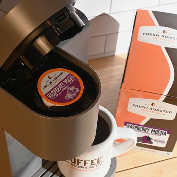 Fresh Roasted Coffee, Raspberry Mocha, Flavored Coffee Pods, K-Cup Compatible, 24 Count