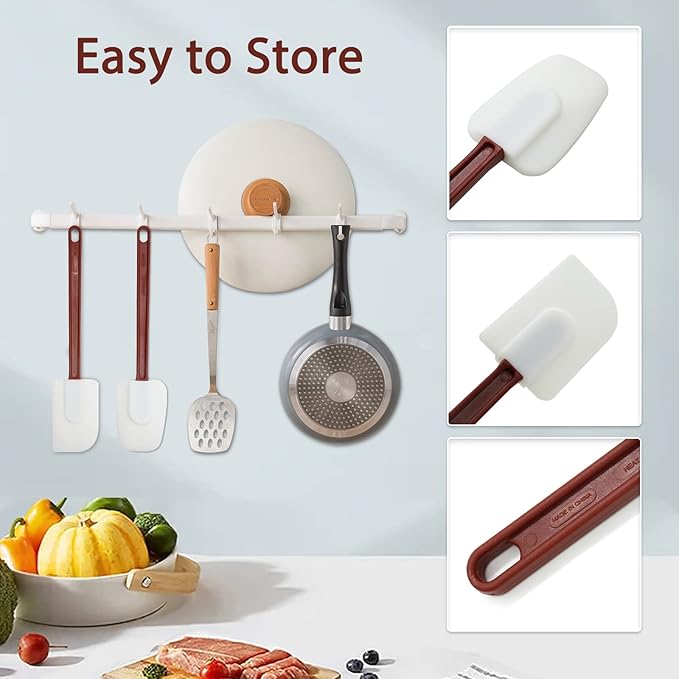 Silicone Spatulas Heat Resistant.Commercial Spatula for Cooking.Heavy Duty Rubber Spatulas.Silicone Spatula Set of 2 (10 inch)