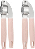 uxcell 2pcs Garlic Press, 7.7 Inch Stainless Steel Garlic Crusher and Peeler for Home Cooks and Professional Chefs, Pink