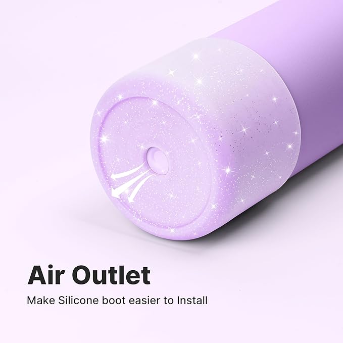 Silicone Boot for Owala 14/16 oz Water Bottle, Anti-Slip Protective Sleeve for Owala 12 oz Kids Tumbler, Boot Bottom Base fit Flip 14 oz Insulated Stainless-Steel Water Bottle (Glitter Purple)