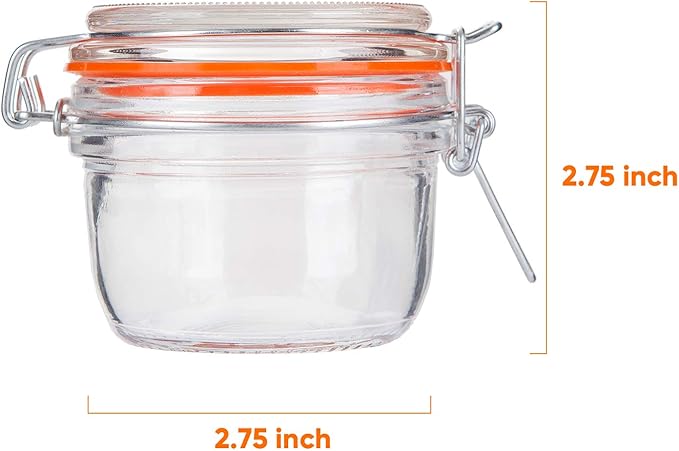 Encheng Small Glass Jars With Airtight Lids, Glass Spice Jars 5 oz,Maosn Jars With Leak Proof Rubber Gasket 150ml,Glass Storage Containers With Hinged Lid,Kitchen Canisters 12 Pack