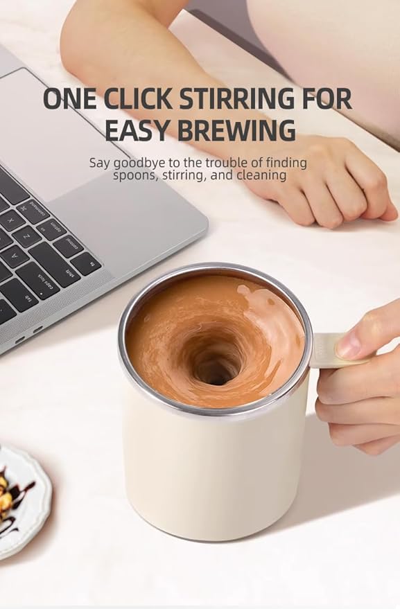 Self Stirring Mug,Self Stirring Coffee Mug,Suitable for Coffee, Milk, Cocoa and Other Beverages (Daik Black, 12 Ounces)