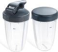 Blender Cups Replacement for Nutribullet 24oz Cups with Flip Top Lid and Flat Lid Compatible with Nutri Bullet 600W/900W Blenders (2 Pack)