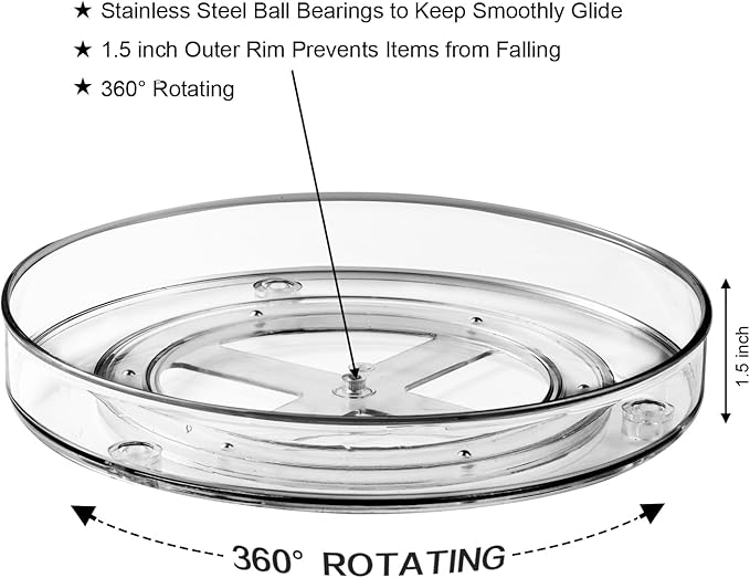 Amolliar Lazy Susan Organizer, 11" 6 Pack Turntable, Rotating Spice Rack for Kitchen, Fridge, Cabinet, Closet, Countertop, Bathroom, Vanity, Farmhouse Decor, Food Storage Container for Condiments