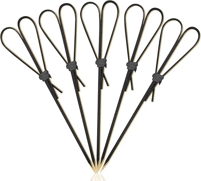 500 Pieces Black Heart Shaped Bamboo Sticks Long Toothpicks for Appetizers Cocktail Picks for Drinks 4.7 Inch Bamboo Skewers for Appetizers Charcuterie Boards Accessories