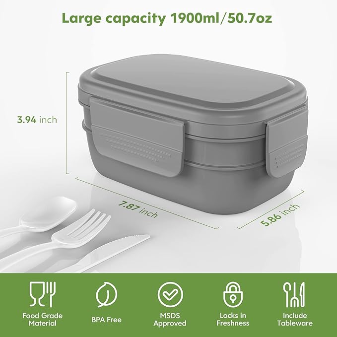 Bento Box Adult Lunch Box,3 Stackable Bento Lunch Containers for Adults/Kids, Modern Minimalist Design Bento Box with Utensil Set, Leak-Proof Lunchbox for Dining Out, Work, Picnic, School
