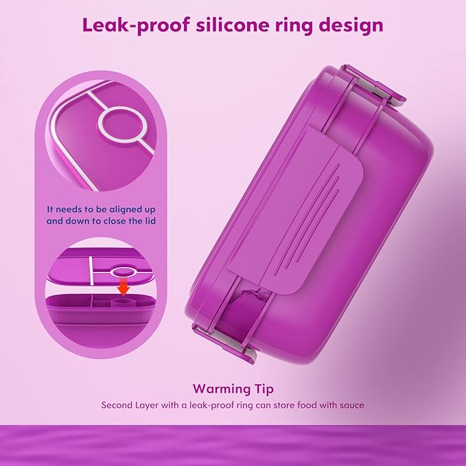 Modern Adult Lunch Box, Stackable Lunch Containers, Minimalist Design Bento Box with Utensil Set - Leak-Proof for Dining Out, Work, School, Picnic