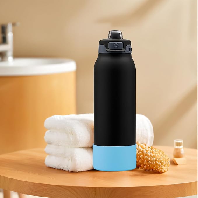 2 PCS Silicone Bottom for Ello Pop 32 OZ Water Bottle, Water Boot for Ello Pop,Avoid Scratches and Noise (Sky Blue, 320z)