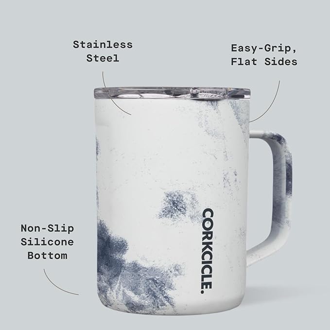Corkcicle Classic Coffee Mug - Triple Insulated Stainless Steel for Travel - Shatter-Proof Lid - Keeps Drink Hot Over 3 Hours - Holiday Mug Gift - Great for Gifting Warmth - 16 oz - Mickey Tie Dye
