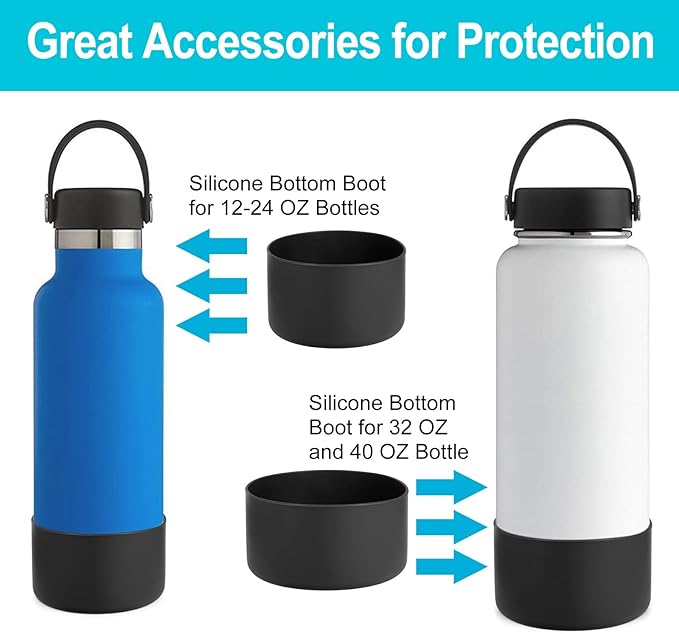 Silicone Boot for Hydro Flask 12-40 OZ Water Bottle, Boot for Stanley Cup 40 30 OZ, Bottom Boots for Hydroflask Sports Water Bottles, Silicone Bottom Cover Sleeve