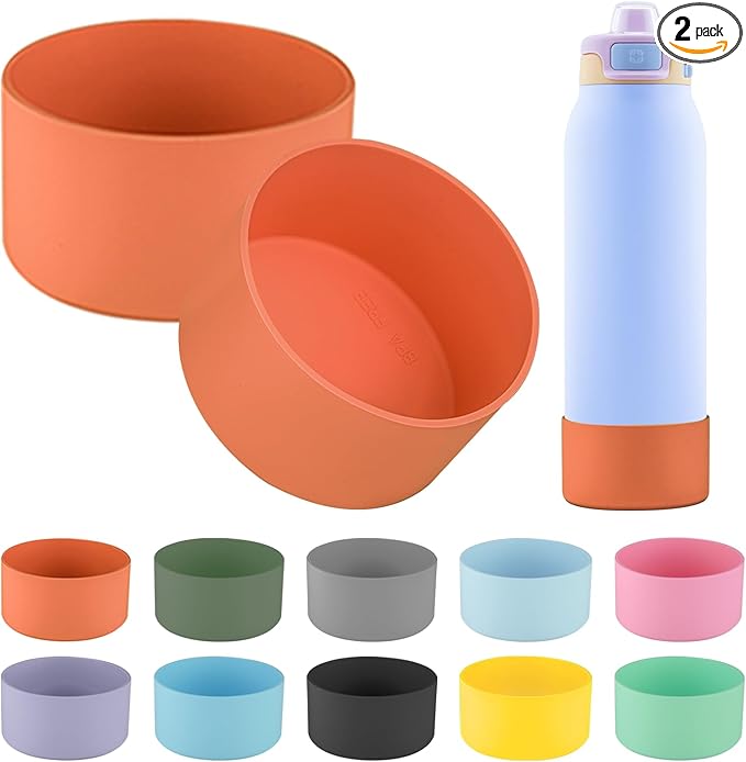 2 PCS Silicone Bottom for Ello Pop 32 OZ Water Bottle, Water Boot for Ello Pop,Avoid Scratches and Noise(Orange, 22oz)