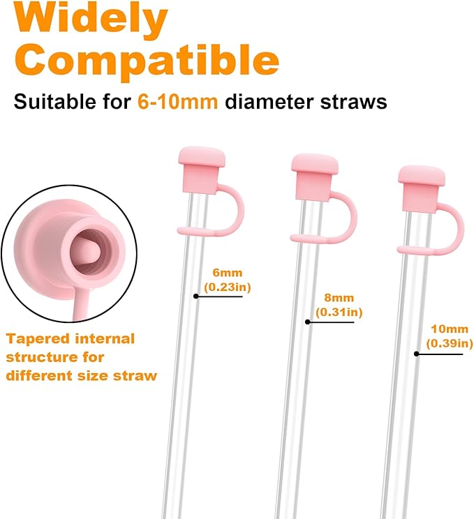 6PCS Straw Cover Cap for Stanley, Simple Modern, Yeti, Owala, Hydro Flask, Reduce, and All Brands 6 to 10mm Tumbler Straw, Dishwasher Safe, BPA Free and Dust Proof