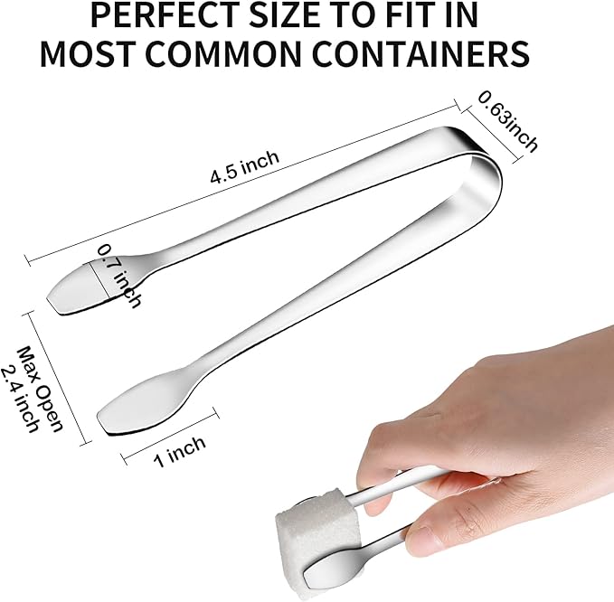SOLEADER Mini Serving Tongs for Appetizers 4.5 Inch Small Tongs for Serving Food,Food-Grade 304 Stainless Steel,Small Serving Utensils for Parties Catering,Sugar Tongs, Set of 12