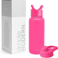 Simple Modern Water Bottle with Straw and Chug Lid Vacuum Insulated Stainless Steel Metal Thermos | Reusable Leak Proof BPA-Free Flask for Sports | Summit Collection | 32oz, Raspberry Vibes
