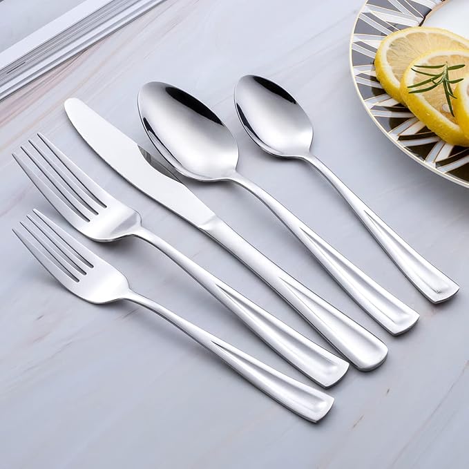 40-Piece Silverware Set for 8, GoGeiLi Stainless Steel Flatware Cutlery Set for 8, include Fork, Knife and Spoon Set, Mirror Finished