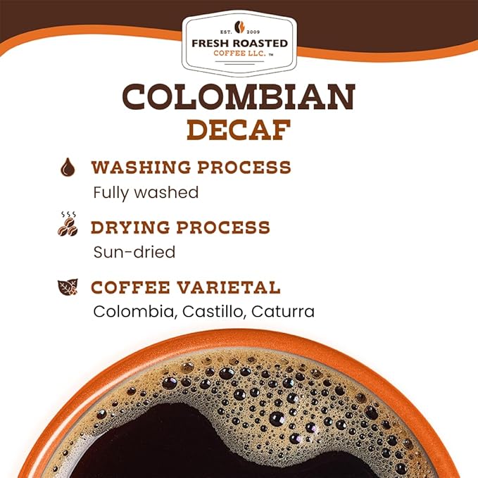 Fresh Roasted Coffee,100% Colombian Decaf, Kosher, EA Natural Decaf, K-Cup Compatible, 24 Pods
