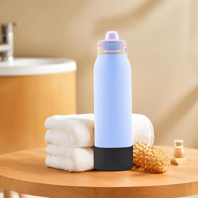 2 PCS Silicone Bottom for Ello Pop 32 OZ Water Bottle, Water Boot for Ello Pop,Avoid Scratches and Noise (Black, 22oz)