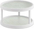 Copco Non-Skid 2 Tier Pantry Cabinet Lazy Susan Turntable, 12-Inch, White and Light Green