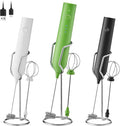 Rechargeable Milk Frother Set by ELMWAY, Electric Drink Blender with Wand and Egg Whisk, Foam Maker Mixer, Milk Frother Handled for Coffee, Latte, Matcha, Protein Powder (Green with Stand)