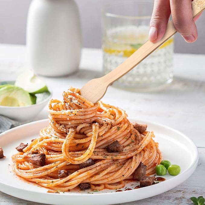Bamboo Utensils with Napkin-58 Pack Individually Wrapped (6.7" 58 Forks 58 spoons 58 Knives 58 Napkins) Disposable Bamboo Cutlery Travel Set Compostable Biodegradable Fork Knife Spoon and Napkin