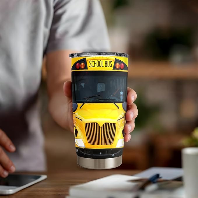SANDJEST Bus Driver Tumbler - School Bus 20 oz Stainless Steel Double Wall Vacuum Tumblers Coffee Travel Mug - Thermal Cups Birthday, Christmas, Back To School Gifts for Men, Women, Friends, Besties
