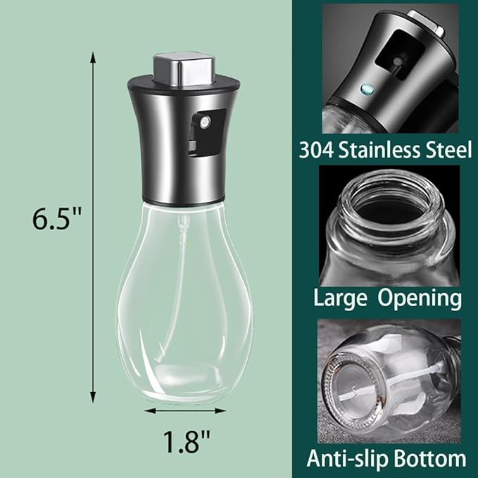 Olive Oil Sprayer Mister for Cooking Oil Spritzer for Air Fryer,Oil Spray Bottle for Vinegar Kitchen Gadgets for BBQ,Making Salad, Baking, Grilling (200ml)