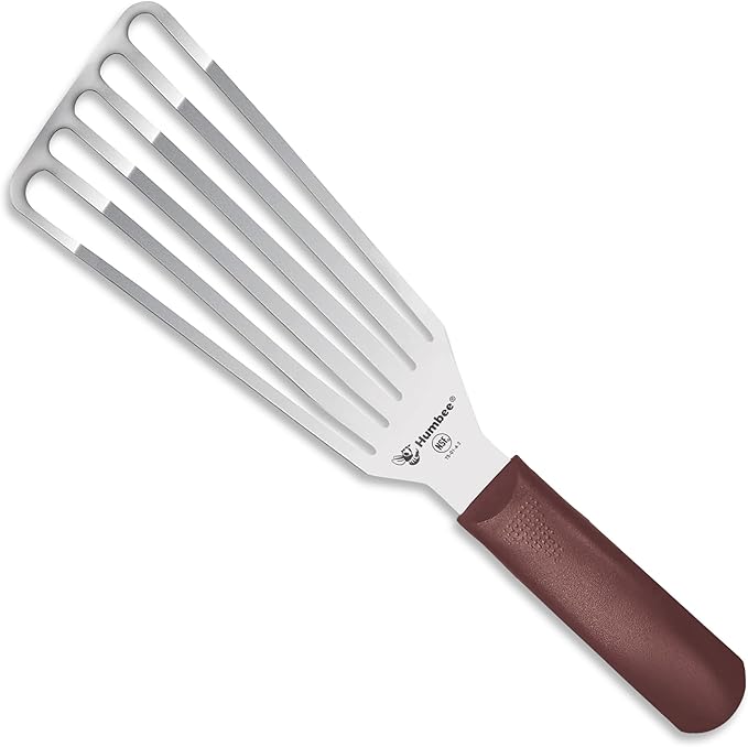 6 Inches Fish Turner, Slotted Fish Spatula Dishwasher Safe NSF, Shovel Brown