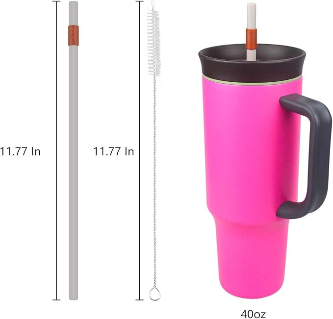 Replacement Straws for Owala 40oz Tumbler, with 1 Brush,6 Pack (Navy blue)